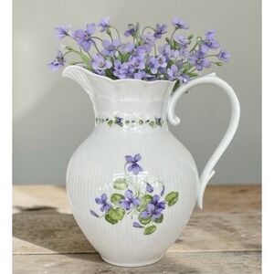 Vintage KAISER Romantica Viola 7" Pitcher Purple Violets W. Germany Porcelain